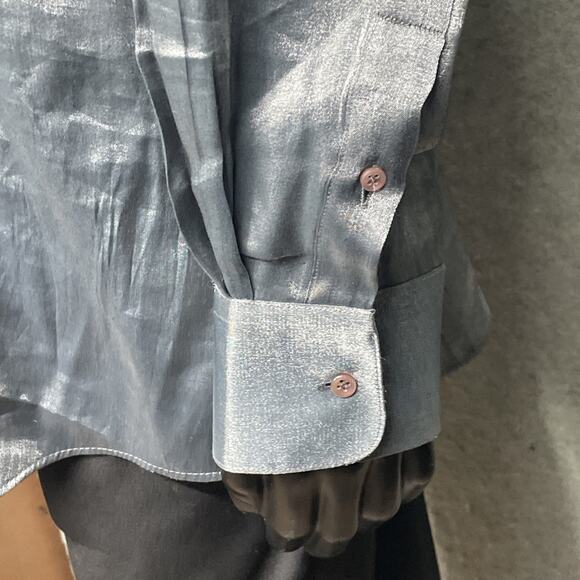 Vtg Diamante Couture Collection Men 2XL 18 34/35 Dress Shirt GRAY Metallic Shiny - Picture 6 of 10